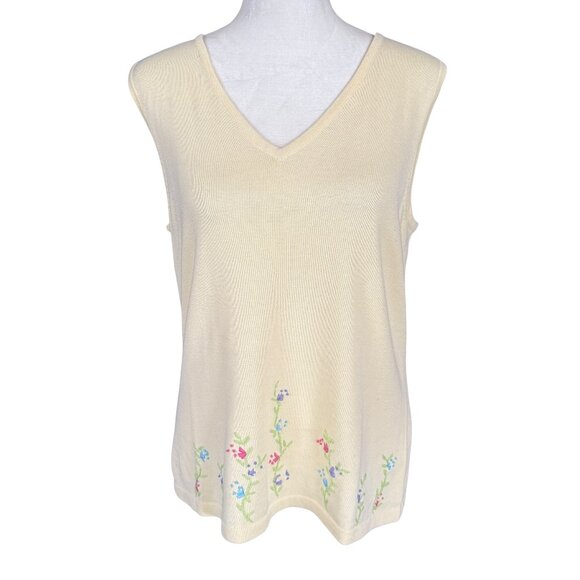 Paul Harris Design yellow floral sleeveless soft stretchy tank top size large - Picture 1 of 9